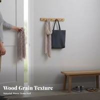 No-Drill Installation Multipeg Wooden Bar sturdy Wood Construction wall surface Hanger Space-Saving Coat Rack Functional Decor for homeowners, Office Workers, Entryway, Hallway, Behind Door, Dorm Room