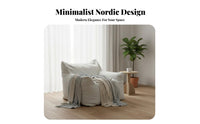 Lounger with Embroidered Face Nordic design Bean Bag Chair Reversible Design Skingentle for Students, perusing corner, Playroom