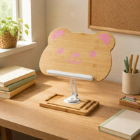 Bamboo Book Stand Ergonomic Adjustable Book Stand Space-Saving for Classroom