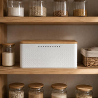 Bamboo Lid Bread Box Easy to Clean Rectangular Bread Container Food Safe
