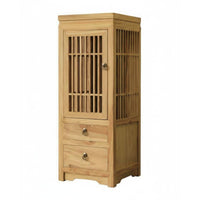 Tall Slatted Door Cabinet Zen-Inspired Storage Furniture Modern Asian Design