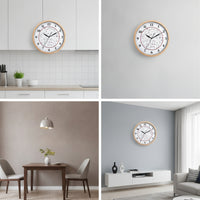 Kitchen Wall Clock Wood-Look Wall Clock with Glass Front Large Numbers