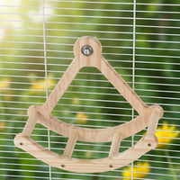 Pirate Ship Parrot Toy with Mirror, Solid Wood Play Stand with 2 Perches, Wooden Parrot Toys and Parrot Perch Gym for Parakeets Cockatiels Bird Play