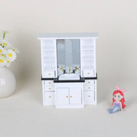 Miniature Vanity with Mirror Wooden Dollhouse Vanity Decorative for Children