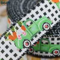 4.57M Easter Decorative Ribbon Festive Design Easter Hare and Carrot Ribbon DIY Crafts Material Trim for Crafters, Home Decor Enthusiasts, Wreath Making