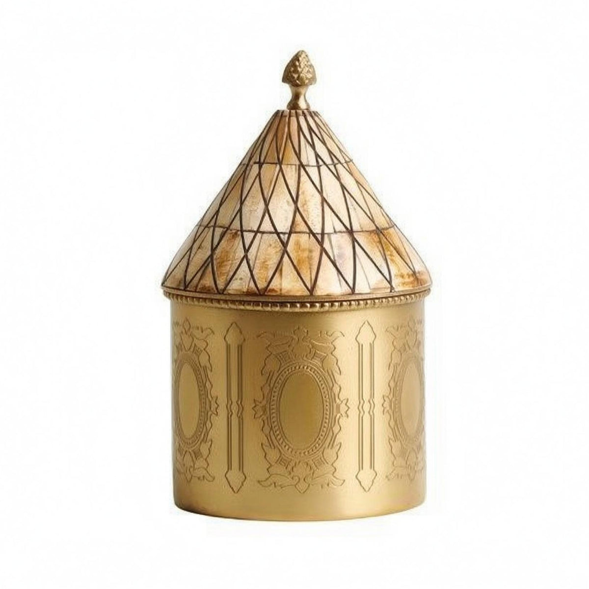 Ornate Brass Canister Tabletop Display Decorative Brass Jar Lid for Storage