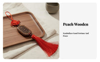 Intricately Carved Peach Wood Car Decoration Ideal Gift Engraved Wood Car Charm for Feng Shui Enthusiasts, Drivers, Rearview Mirror, Office