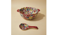 2 Pieces Peony Pattern Soup Tureen Underglaze Color for Kitchen