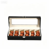 Black PU Leather Walnut Display Box with Transparent Lid, Dustproof, for Collectibles