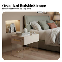 Clear C-curved Stand Transparent Design Nightstand single-piece-Piece Construction