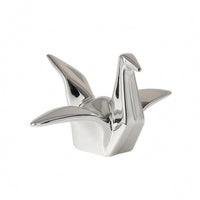 Ceramic Crane Decorative Piece Glazed Finish Folded-Paper-Inspired Crane