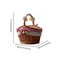 Wicker Outdoor Meal Basket with Lid Lidded Wicker Basket Farmhouse Design
