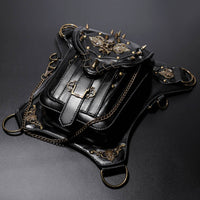 Harness Bag with Skull Detail Structured Crossbody Bag with Chain Compact Purse for Cosplayers, Cosplay, Night out, Concerts