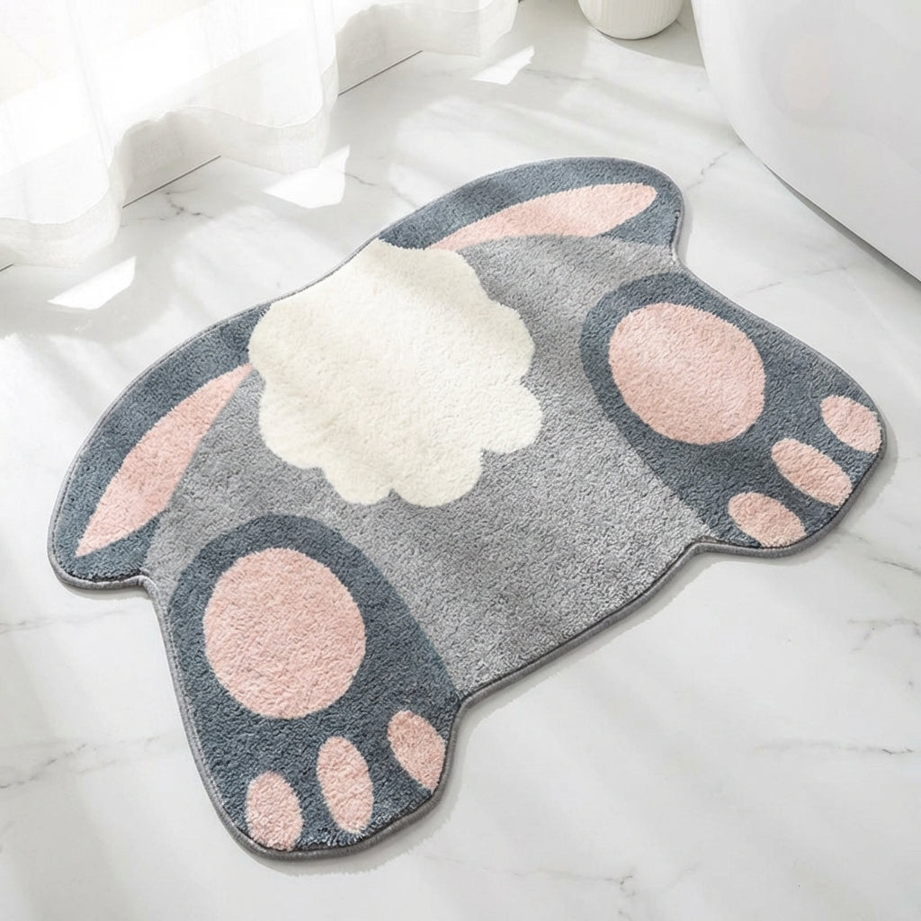 Easter Bunny Wash Mat Washable Easter Washroom Rug Soft Microfiber Bunny Wash Mat for Holiday Decorators, Homeowners, Bathtub Side, Entryway, Doorway