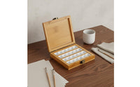 Wooden Watercolor Painter's Color Tray With Latch Bamboo Paint Storage Box Portable Color Mixing Tray for Artists, Travel