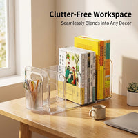 Desk Storage with Pen Holder, 3 Compartment Book for Students, Multi Desktop Organizer, Foldable Bookend