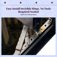 Hidden casement opening hinge, stainless steel discreet door hardware, 180-degree rotating hinge accessory