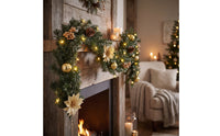 Lighted Artificial Christmas Garland Conifer Christmas Garland with Pinecones Faux Vine for Mantel, Staircase, Doorway