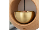 Japanese Design Entryway Brass Bell Crisp Pleasant Sound Wooden Frame Door Chime Solid Wood for Shop, Bedroom
