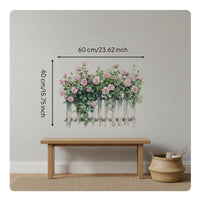 Floral Fence Wall Sticker Self Floral Fence Wall Decal Romantic House Decoration for Hallway, Door, Washroom