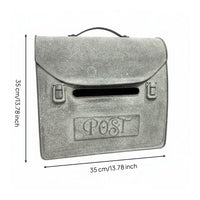 Gray Metal Mailbox Outdoor Use Vintage Post Box Embossed Design for Porch
