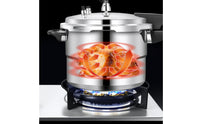 Gas and Induction Compatible Stovetop Pressure Cooker Thickened Base Commercial Pressure Cooker Heavy-Duty Construction Large Capacity Cooking Pot Multiple Safety Features for Chefs, Families, Restaurant, Cafeteria
