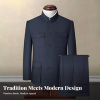 Men's Zhongshan Jacket, Chinese Style, Classic Elderly Outerwear, Thick Tang Coat