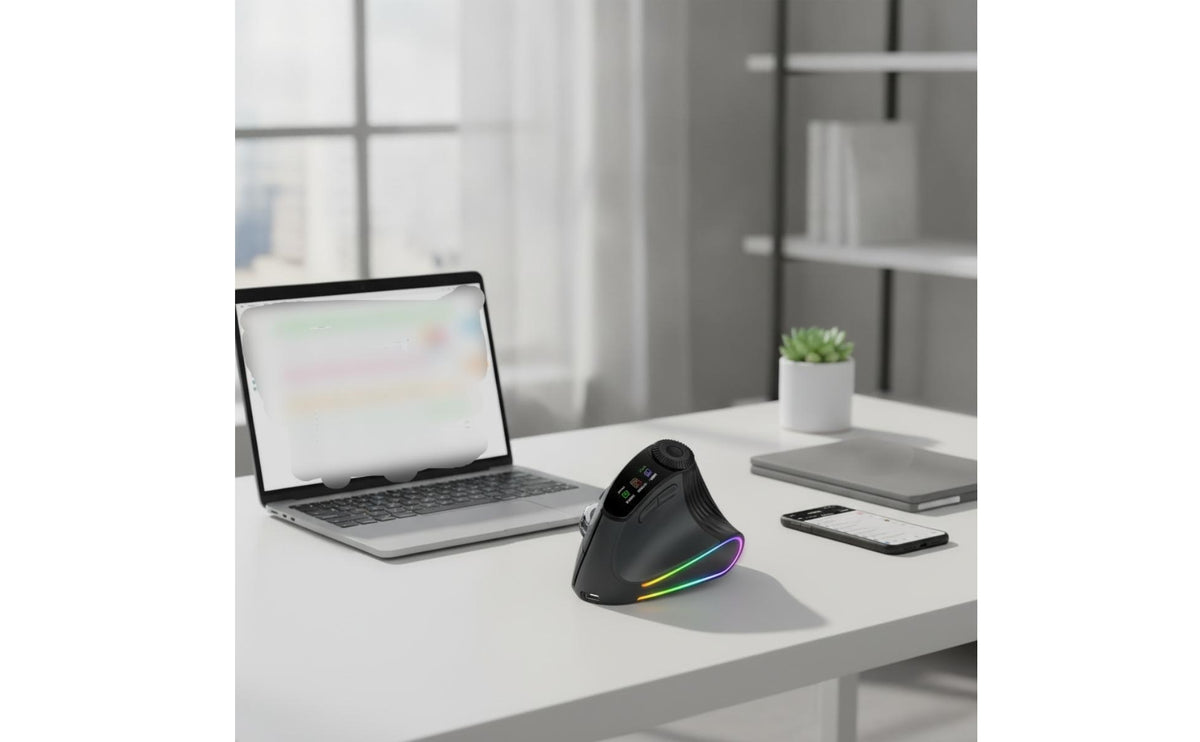 Vertical Ergonomic Mouse Wireless Mouse with Color Display Rechargeable Type-C for Office Workers, Laptop Users, Desk Setups