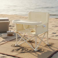 Foldable Baby Beach Chair with Backrest Folding Baby Chair Safety Strap Infant Learning Seat Sun Canopy for Babies, Infants, Outdoor, Camping, Garden, Patio