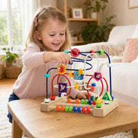 Wooden Bead Maze Educational Toy for Toddlers 0-3 Years Old - Animal and Ocean Theme