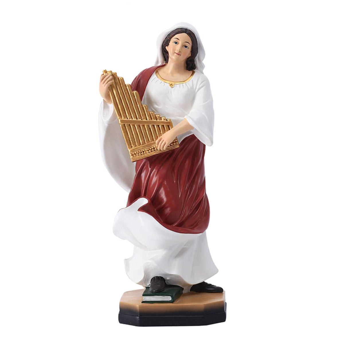 Female Musician Figurine Painted Figurine with Organ Instrument Detailed Musician Statue for Collectors, Desk, Cabinet