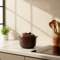 Ceramic Casserole Pot Stone-Textured Ceramic Casserole with Lid Deep for Kitchen