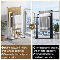Multifunctional Bathroom Towel Rack with 3 Shelves, Carbon Steel, Powder Coated
