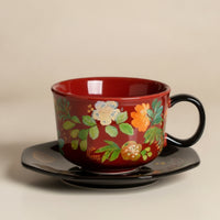 Cup and Saucer Set Floral Vessel Stylish for Breakfast