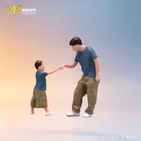 VM 1/64碰拳父子微缩人偶 微缩场景沙盘模型道具小人偶
