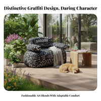 Foldable Printed Blow-up Couch Fast Inflation Inflatable Lounger Comfortable Air Sofa Long-Lasting for Festival-Goers, Travelers, Camping, Music Festivals, Picnics, Traveling