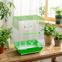 Small Bird Cage for Budgie and Finch Cage, Rectangular Bird Cage with Removable Tray, 2 Feeders and Perch for Parakeets Lovebirds, Small Size