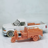 1/64三轮车 摩托车 拉货车厂车库 素体未上色