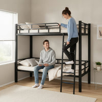 Bunk Bed Frame Space-Saving Metal Bunk Bed Compact Furniture for Students, Teens, Dormitory, Small Apartments, Shared Rooms