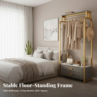 Wardrobe Rack with Drawers Multi-Functional Complimentarystanding Wardrobe System Space-Saving Anti-Collision Design