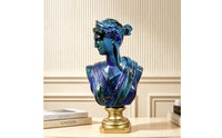 Blue Resin Bust Statue Polyresin Finish Blue Deity Bust Classical Design