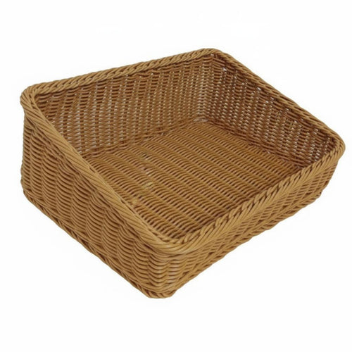 Slanted Opening Display Basket Versatile Angled Woven Basket Space-Saving Design Wicker Storage Bin for Bakery, Kitchen Countertop