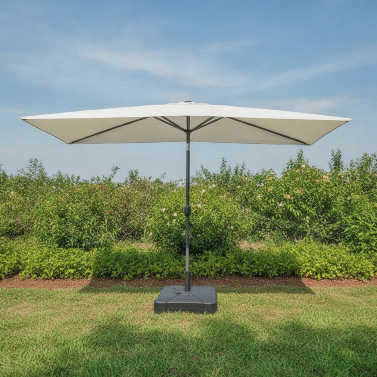 Rectangular Patio Umbrella with Base Tilt-Adjustable Patio Umbrella with Water-Filled Base-Filled for Homeowners, Shop Owners, Balcony, Garden