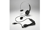 Flexible Monaural Headset with Inline Control Wired Single-Ear USB Headset Adjustable for Office Workers