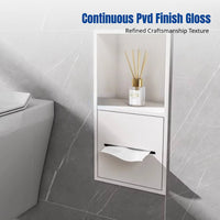 Wall Niche Recessed Tissue Box, 304 Stainless Steel, Bathroom Embedded Toilet Paper Holder, Double Tier, Waterproof