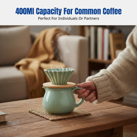 Ceramic Coffee Dripper Set, Cone Strainer, Folded Design, Sharing Pot, Home Use