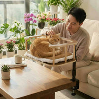 Feline Desk Bed Clamp No-Tools-Required Setup Desk Mounted Pet Bed Soft Mat