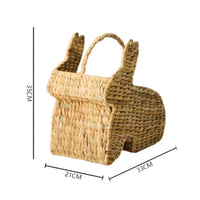 Woven Basket Bunny Basket Round Loop Handle Basket Hand Woven Storage Basket Featuring Lightweight Feel and Practical Storage Function Suitable for Laundry Room Decorative Use Workspace