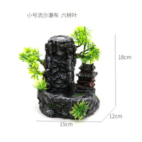 鱼缸造景水中流沙瀑布套餐雨林缸生态缸风水摆件树脂假山造景装饰