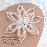 Intricate Design Crystal Flower Embellishment Korean Design Beaded Snowflake Applique Handmade Sew-on Crystal Flower Elegant for Jewelry Makers, Clothing Decoration, Hair Accessories